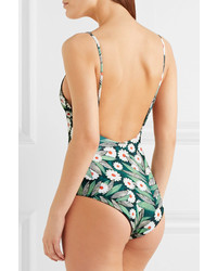 Mara Hoffman Cutout Printed Swimsuit Army Green
