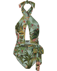 Patbo Paradise Cutout Printed Halterneck Swimsuit