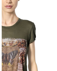 Valentino Butterfly Printed Cotton Jersey T Shirt