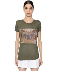 Valentino Butterfly Printed Cotton Jersey T Shirt