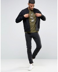 Paul Smith Ps By T Shirt With Animal Print In Slim Fit Khaki