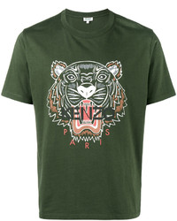 Kenzo Tiger Print Khaki T Shirt