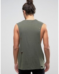 Asos Sleeveless T Shirt With Anarchy Print And Distressing
