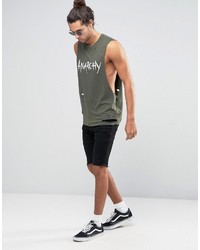 Asos Sleeveless T Shirt With Anarchy Print And Distressing