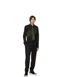 Fendi Black And Green Silk Ff Tie