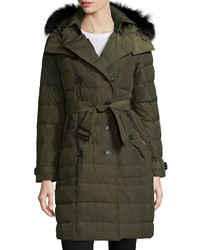 Burberry Brit Allerdale Double Breasted Puffer Coat With Fur