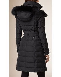Burberry Down Filled Coat With Fur Trim