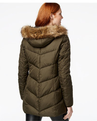 Kensie Faux Fur Trim Quilted Puffer Coat