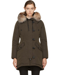 Moncler Green Down And Fur Arehdel Coat