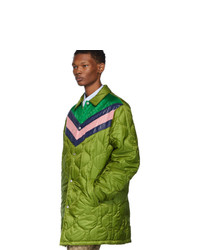 Gucci Green Quilted Gg Coat