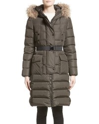 Moncler Khloe Water Resistant Nylon Down Puffer Parka With Removable Genuine Fox