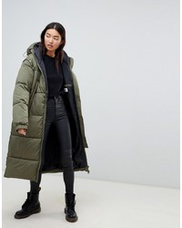 Cheap Monday Long Line Padded Coat With Detachable Sleeves