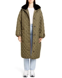 Stand Studio Marika Quilted Coat With Faux Fur Collar