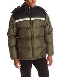 Avia Color Block Chest Stripe Puffer Jacket With Detachable Hood