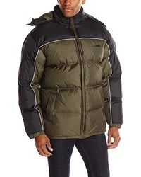 Avia Front Zip Color Block Puffer Jacket With Detachable Hood