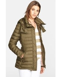 Burberry Brit Cornsdale Channel Quilt Down Jacket With Hood
