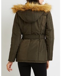 Charlotte Russe Faux Fur Trim Hooded Puffer Jacket