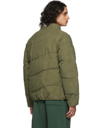 Dime Green Corduroy Wave Puffer Jacket