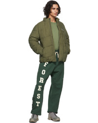 Dime Green Corduroy Wave Puffer Jacket