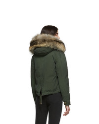 MR AND MRS ITALY Green Down Fur Cropped Jazzy Jacket