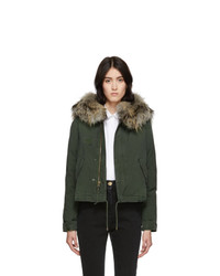 MR AND MRS ITALY Green Down Fur Cropped Jazzy Jacket