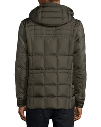 Moncler Jacob Mixed Media Down Field Jacket Olive