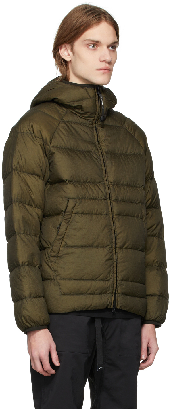 C.P. Company Khaki Down Hooded Liner Jacket, $500 | SSENSE | Lookastic