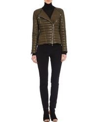 Moncler Leather Cropped Puffer Beurre Jacket