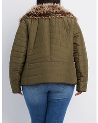 Charlotte Russe Plus Size Faux Fur Trim Quilted Puffer Jacket