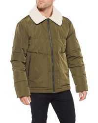 Vince Camuto Quilted Coat With Sherpa Collar