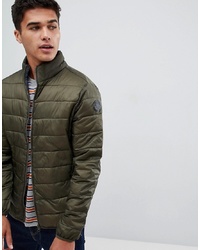 Burton Menswear Quilted Jacket With Funnel Neck In Green