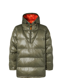 Aspesi Quilted Ripstop Shell Hooded Half Zip Down Jacket