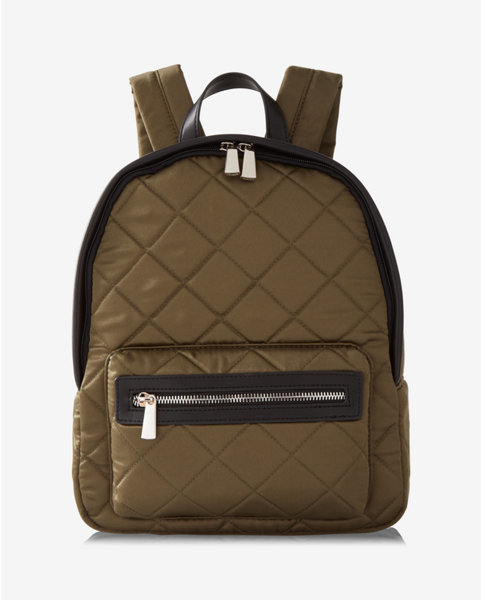 Express Quilted Satin Backpack, $59 | Express | Lookastic