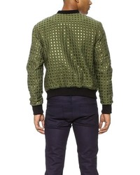 Anzevino Getty Gold Squares Bomber Jacket