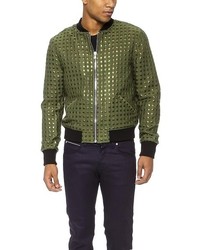 Anzevino Getty Gold Squares Bomber Jacket