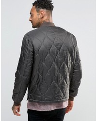 Asos Bomber Jacket In Quilted Ripstop In Khaki