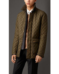 Men's Olive Quilted Field Jacket, Navy Jeans, Brown Leather Derby Shoes ...