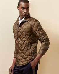 Moncler Frederic Diamond Quilted Jacket Olive