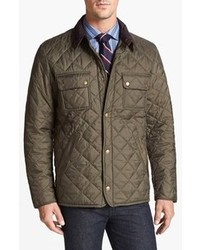 Men's Olive Quilted Field Jacket, Navy Jeans, Brown Leather Derby Shoes ...