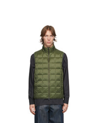 TAION Green Down Basic High Neck Puffer Vest