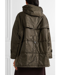 Prada Hooded Quilted Shell Jacket Army Green