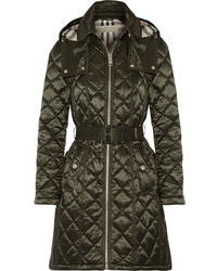 Burberry Hooded Quilted Shell Jacket Army Green