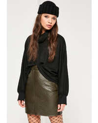 Missguided Khaki Faux Leather Quilted Mini Skirt