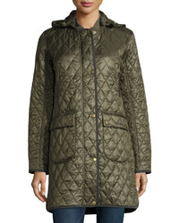 Barbour Diamond Quilted Hooded Utility Jacket Olive