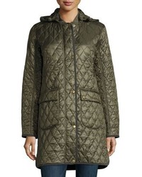 Barbour Diamond Quilted Hooded Utility Jacket Olive