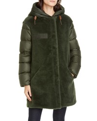 Mr & Mrs Italy Faux Shearling Quilted Down Combo Puffer Coat