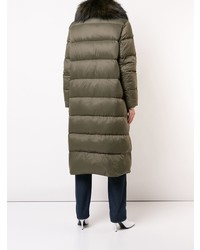 Yves Salomon Fur Collar Long Padded Coat