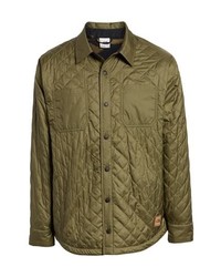 Olive Quilted Shirt Jacket