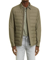 Zegna Stratos Quilted Down Shirt Jacket In Green At Nordstrom