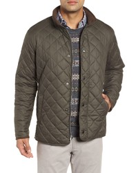 Peter Millar Suffolk Quilted Water Resistant Car Coat In Olive At Nordstrom